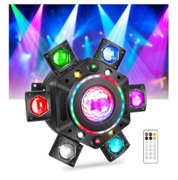 Moving Head DJ Lights: 150W 6-Arms Beam+Disco Ball+Red Green Starry+Strobe+Ring - Remote & DMX Control Sound Activated - Excellent Cooling Easy Setup 