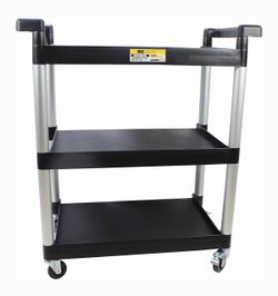 Brand New MaxWorks 80774 3-Shelf Utility Plastic Cart with Wheels-225 Lbs Maximum Capacity , Black
