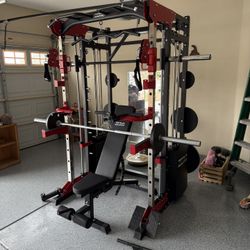 Smith Machine 200 | Adjustable Bench | 245lb Cast Iron Olympic Weights | 7ft Olympic Bar | Fitness | Gym Equipment | FREE DELIVERY/INSTALLATION 🚚 🛠️