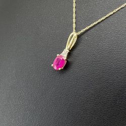 10kt Gold Oval Ruby Necklace And Pendant Combo 1.00grams 165072 18