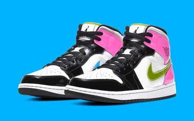 Jordan 1 Mismatched Mid Pink Green