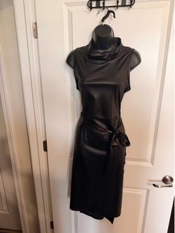 Faux leather high low dress