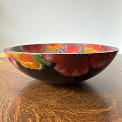 Beautiful One-Of-A-Kind Hand Painted Wooden Bowl