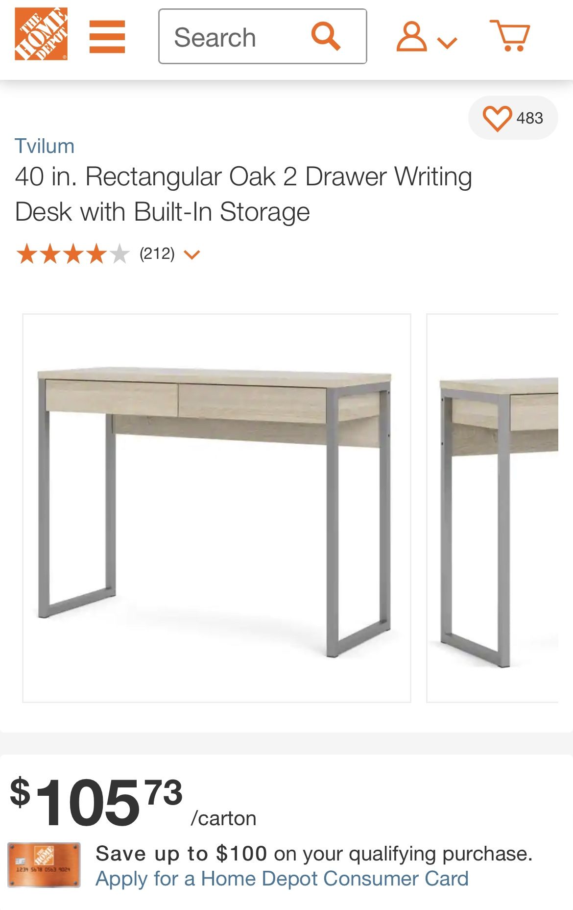 Rectangular 2 Drawer Writing Desk Or Entry Way Table