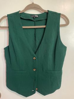 Green woman button up blouse