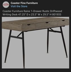 Coaster Furniture Raine 1-Drawer Rustic Driftwood Writing Desk