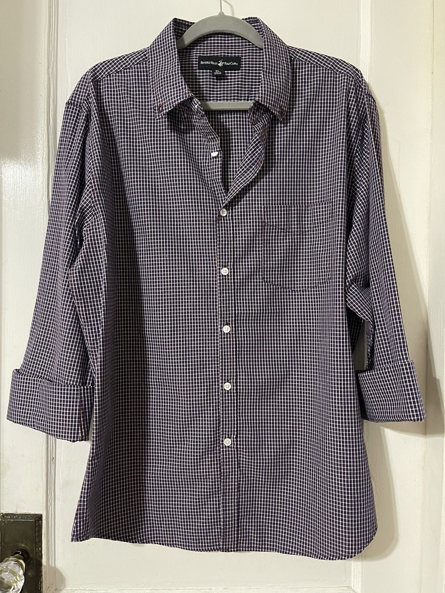 Plaid Beverly Hills Polo Club Dress Shirt