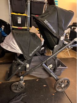 Uppababy Vista v1 Rumble Seats, infant snug seat, carry all parent organizer