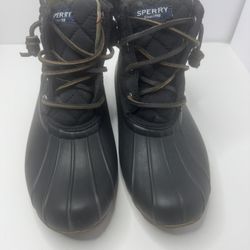 Sperry Quilted Black Duck Boots Size 5.5M 