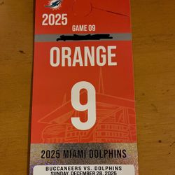 Miami Dolphins Vs Tampa Bay Buccaneers Orange Parking Pass Dec 28