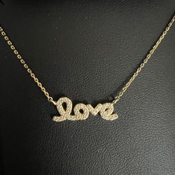 Love Cz 925 Sterling Silver Necklace 