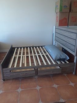 Eastern King storage bed with 4 drawers box spring not required snap kit included