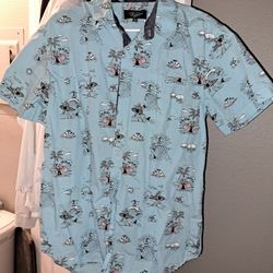 Mens Button Down Shirt  Skeleton Print