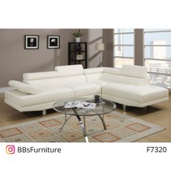 White Faux Leather Sectional Sofa (Free Delivery)