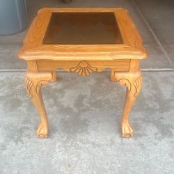 Oak / Glass End Table