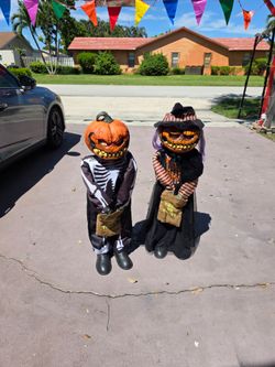 Home Accents Holiday Halloween Animated LED Pumpkin Twins 3ft Decoration no longer sold in stores