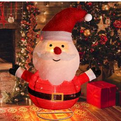  New Lighted Christmas Outdoor Decorations 2FT Santa Claus with LED Lights Pre Lit Pop up Collapsible Easily Metal Stand for Christmas Yard Garden 
