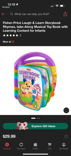 Fisher-Price Laugh & Learn Storybook Rhymes, take-Along Musical Toy Book with Learning Content for Infants