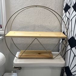 Modern Round Accent Shelf – Wood & Metal Display
