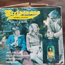 Vintage 1977 Striptease Glass Set 