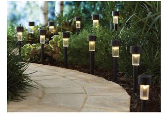 Mainstays Column Solar Powered LED Path Light and Landscape Light, Black Plastic (6-Pack)