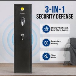 BlackSmith 6 Biometric Safes for Home  0.1s Quick Access Large Rifle Safe with Keys Keypad Wall Mount Gun Cabinet with Separate L