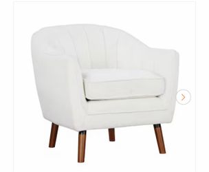 Benjara White, Brown and Black Polyester Arm Chair with Loose Cushioned Seat