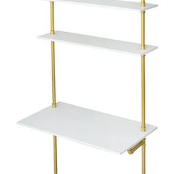 White and Gold Desk, 36 Inch Ladder Desk,