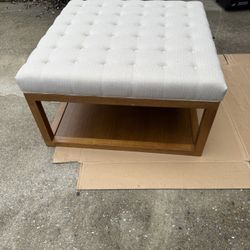 Alvec Cocktail Ottoman Linen And Walnut By Baxton Studio 