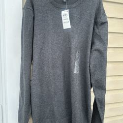 NWT! Alfani Crew Neck, Cotton Blend Men's Large Gray Grey Sweater