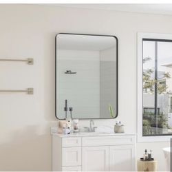48 in. W x 36 in. H Framed Rectangular Black Mirror [NEW]