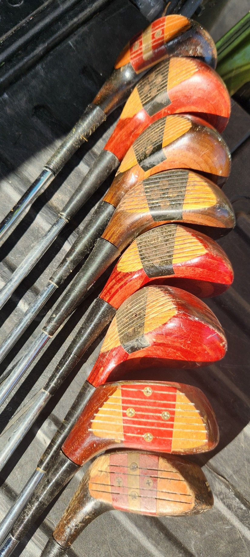 8 vintage wooden Golf clubs OBO