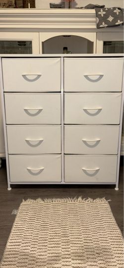 White 8-Drawer Fabric Storage Dresser