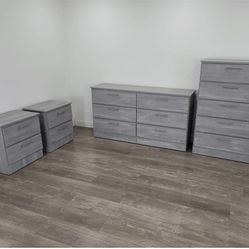 DRESSER, CHEST AND TWO NIGHTSTANDS 