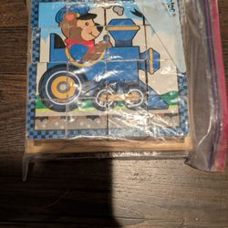 Melissa and Doug wooden cube puzzle, create 6 vehicle scenes