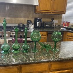 Green Hand blown Decor Set Of 6