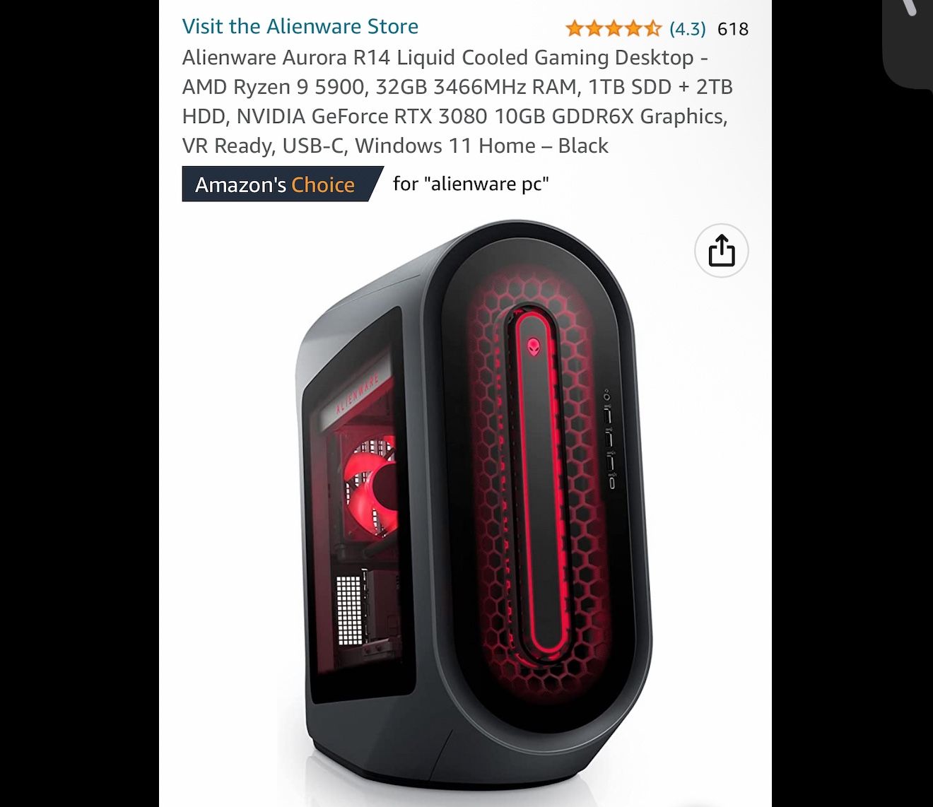 Alienware Aurora R14 Liquid Cooled Gaming Desktop