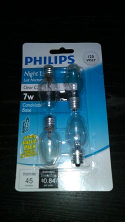 Philips Brand-new in-the-box NightLight 120 volt 7 watt clear C7 for both value pack brightness 45 lumens