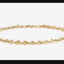 Mens 14K HOLLOW Gold 8 Inch Rope Circle Chain Bracelet