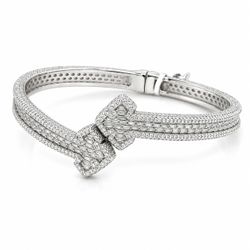 9.5Ct Moissanite Bangle Cross Bracelet 925 Sterling Silver