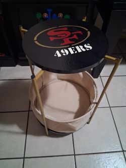 49ers side table with basket