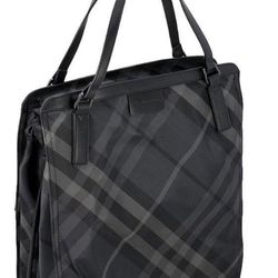 Burberry Buckleigh Packable Tote Shopper Nova Check Charcoal Leather/Nylon/Fabric Shoulder Bag