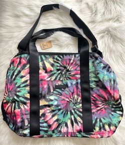 New Victoria's Secret PINK Everyday Duffle Sport Gym Tote Bag Rainbow Tie Dye