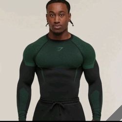 Gymshark Onyx 5.0 Seamless Long Sleeve T-Shirt - Black/Lift Green