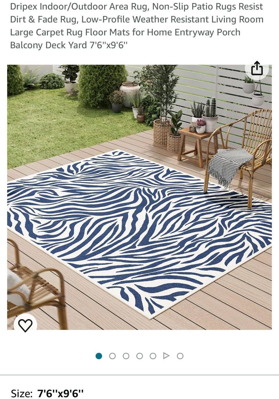 Indoor outdoor area rug 7’6x9’6      