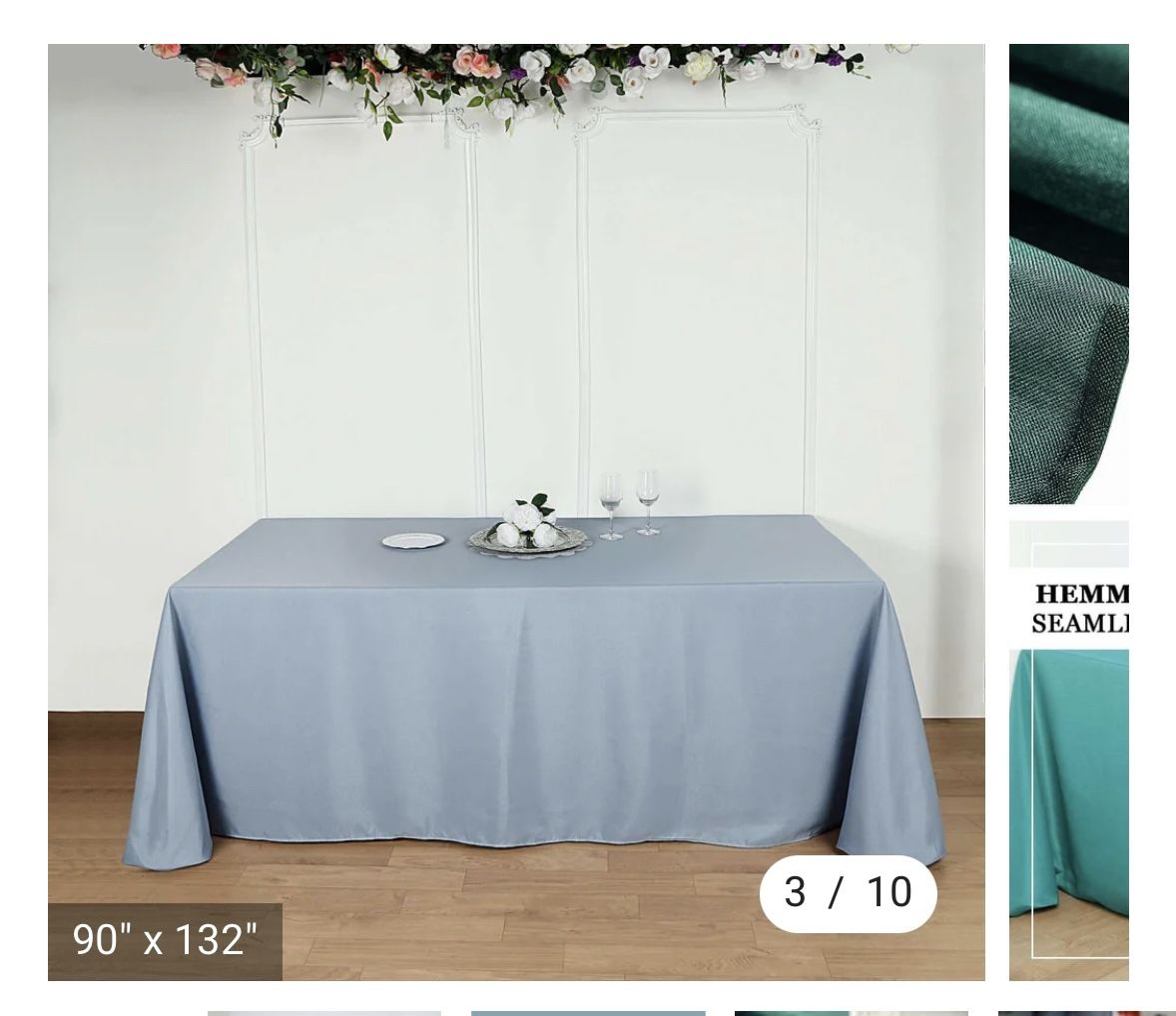 8 table cloths 6ft tables light blue