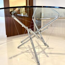 1980s Theodore Waddell for Cassina 714 Tensegrity Chromed Steel Dining Table