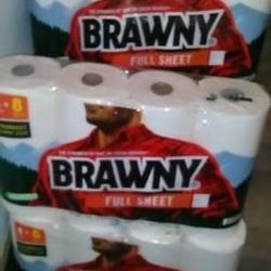 Brawny Paper Towels! Full Sheets! 4 double=8 regular rolls per 