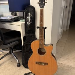 Epiphone Acoustic Electric Guitar PR-4E + case and stand