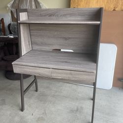 Office Desk With Storage Drawers Wooden And Metal